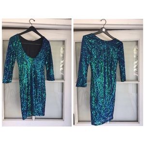 Two Toned Sequined Cocktail Dress